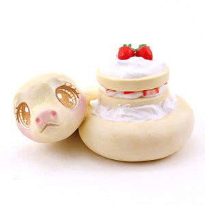 Strawberry Shortcake Snake Figurine - Polymer Clay Animals Cottagecore Fruit Collection