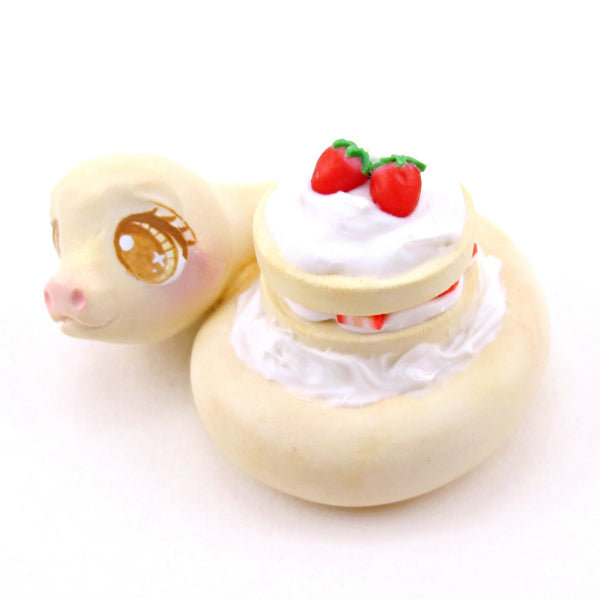 Strawberry Shortcake Snake Figurine - Polymer Clay Animals Cottagecore Fruit Collection