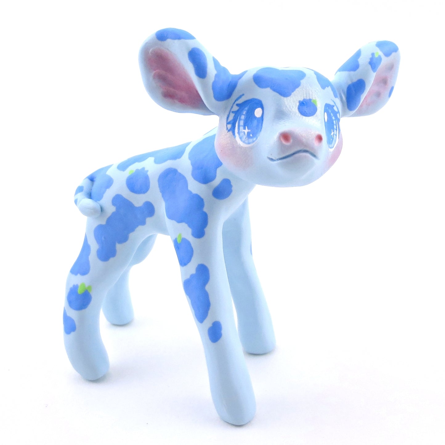 Blueberry Cow Figurine - Polymer Clay Animals Cottagecore Fruit Collection