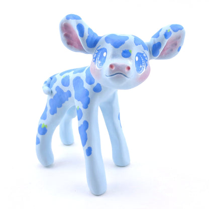 Blueberry Cow Figurine - Polymer Clay Animals Cottagecore Fruit Collection