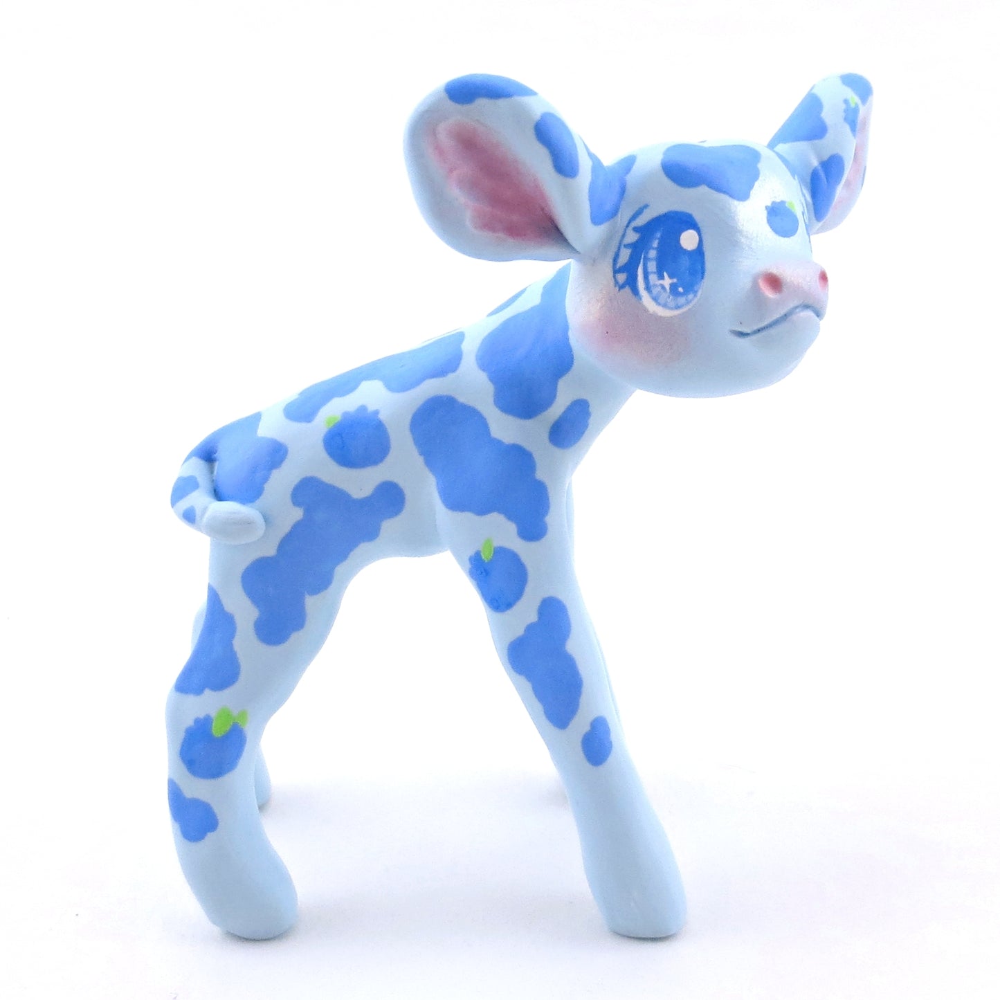 Blueberry Cow Figurine - Polymer Clay Animals Cottagecore Fruit Collection