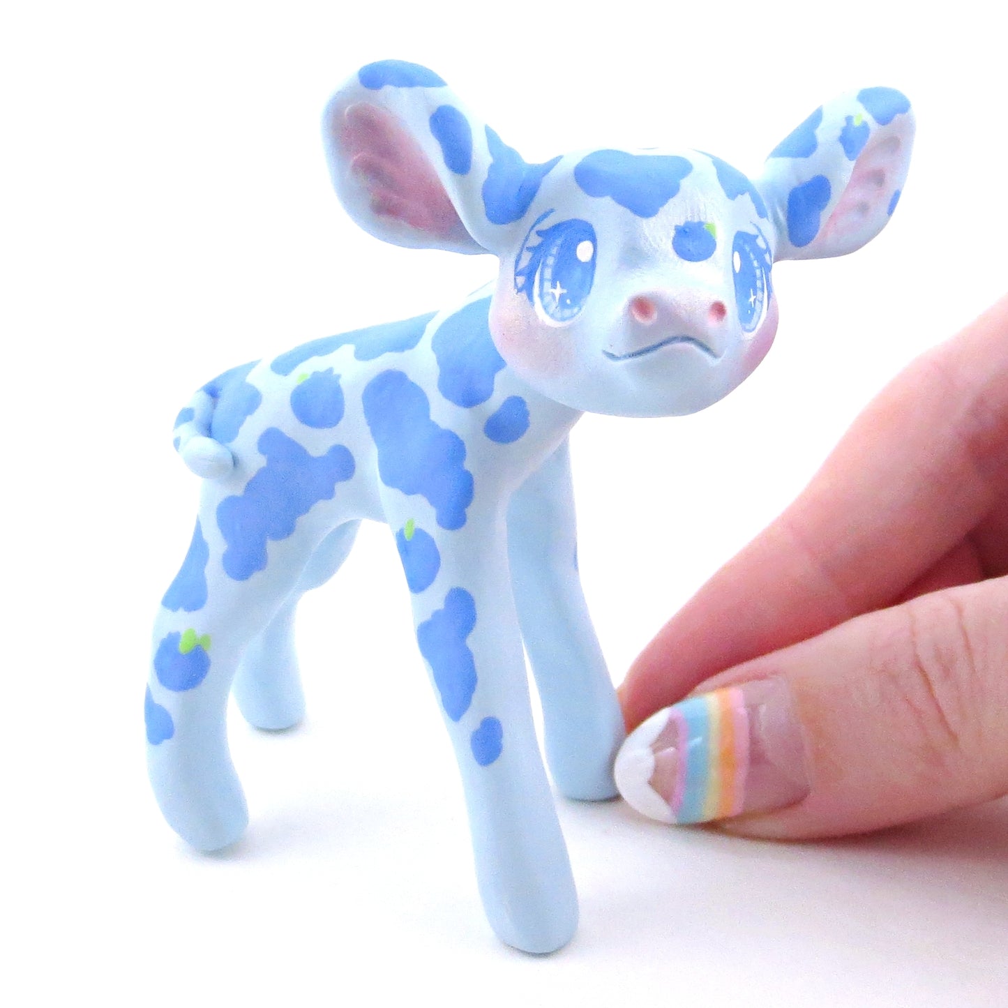 Blueberry Cow Figurine - Polymer Clay Animals Cottagecore Fruit Collection