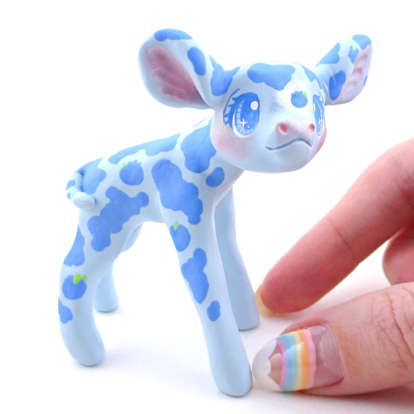 Blueberry Cow Figurine - Polymer Clay Animals Cottagecore Fruit Collection