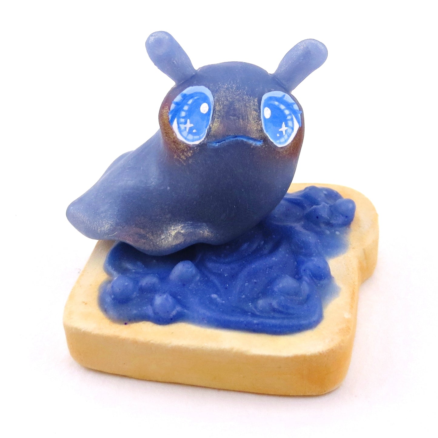 Blueberry Jam Slug Figurine - Polymer Clay Animals Cottagecore Fruit Collection