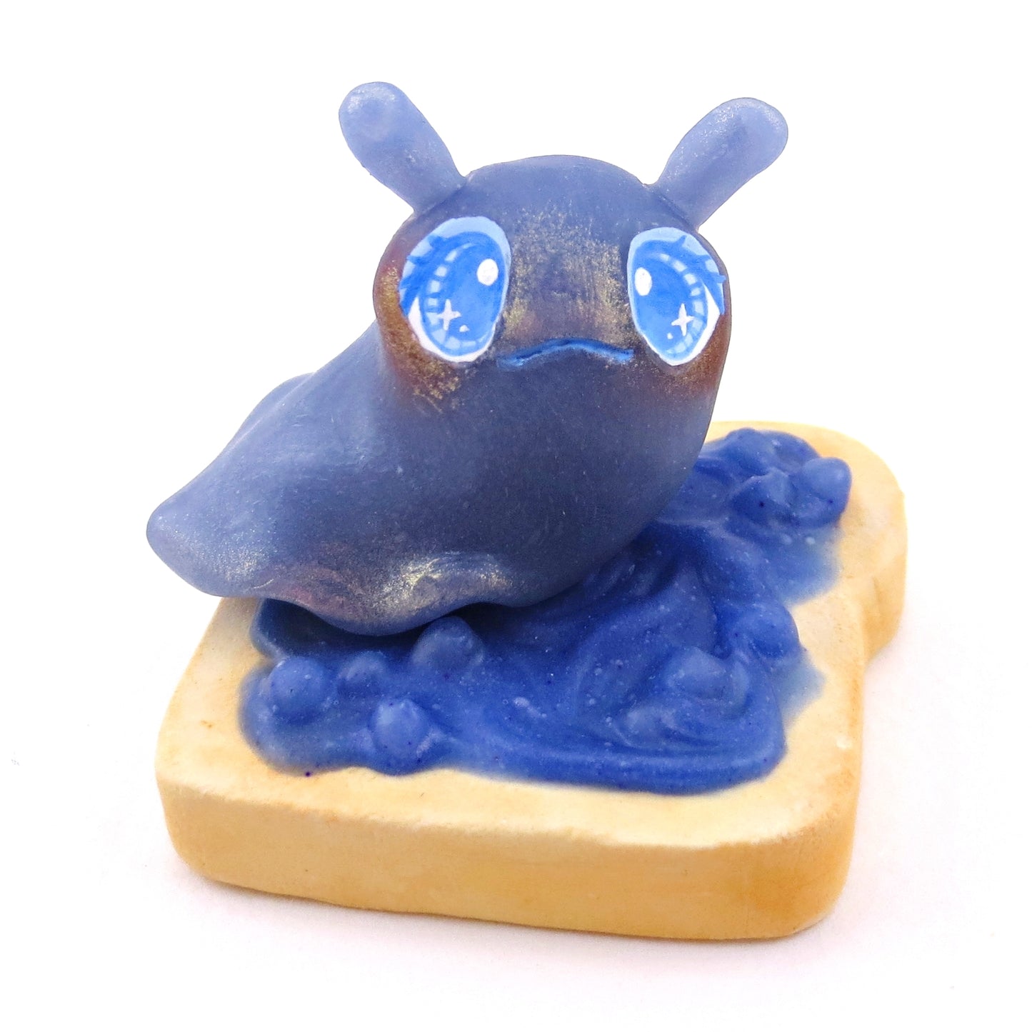 Blueberry Jam Slug Figurine - Polymer Clay Animals Cottagecore Fruit Collection