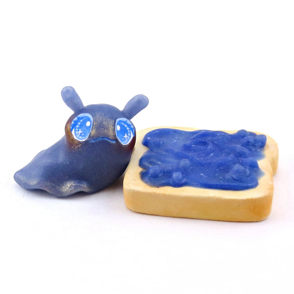 Blueberry Jam Slug Figurine - Polymer Clay Animals Cottagecore Fruit Collection