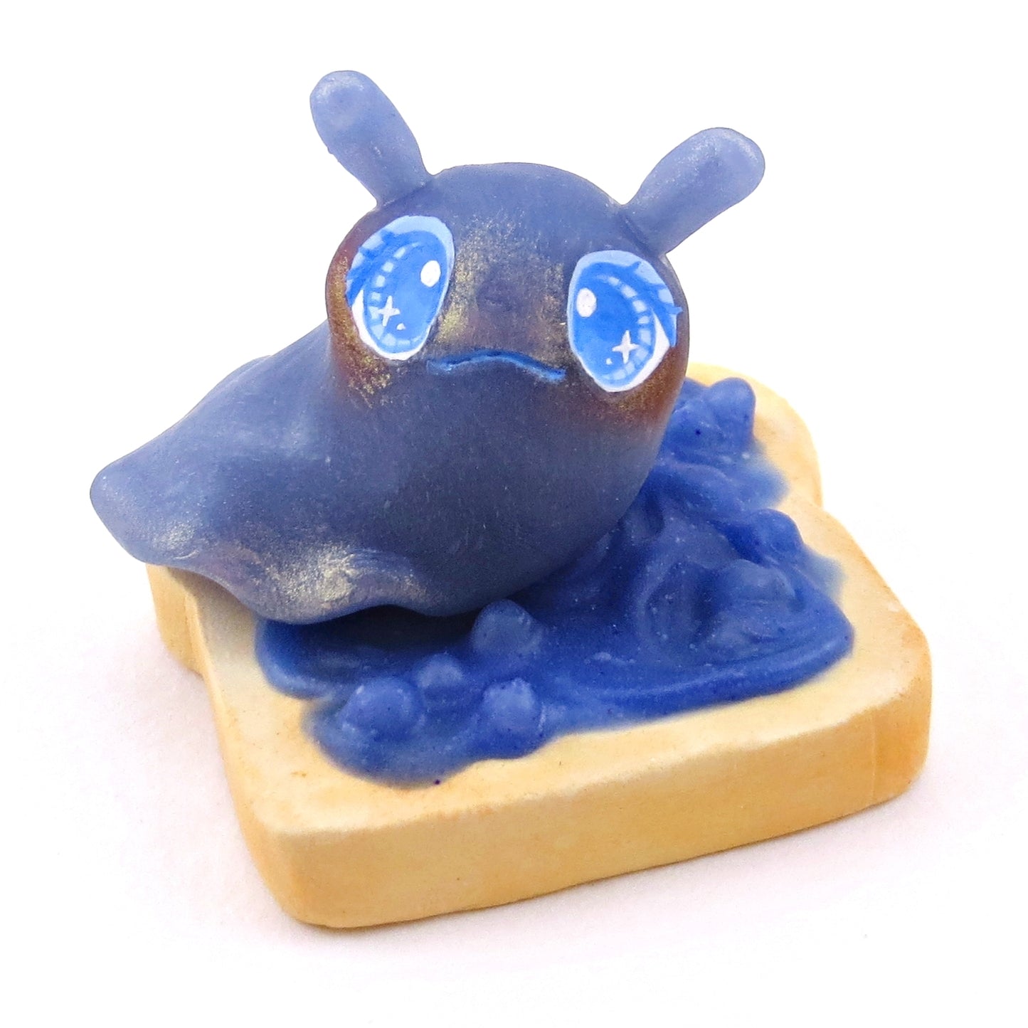 Blueberry Jam Slug Figurine - Polymer Clay Animals Cottagecore Fruit Collection