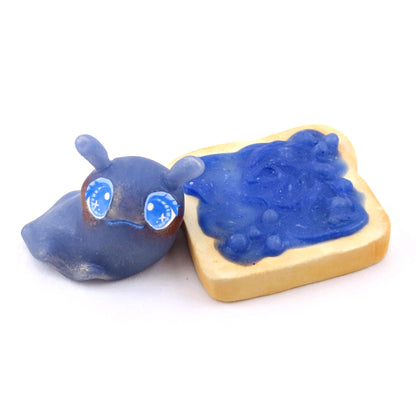 Blueberry Jam Slug Figurine - Polymer Clay Animals Cottagecore Fruit Collection