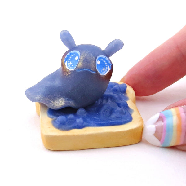 Blueberry Jam Slug Figurine - Polymer Clay Animals Cottagecore Fruit Collection