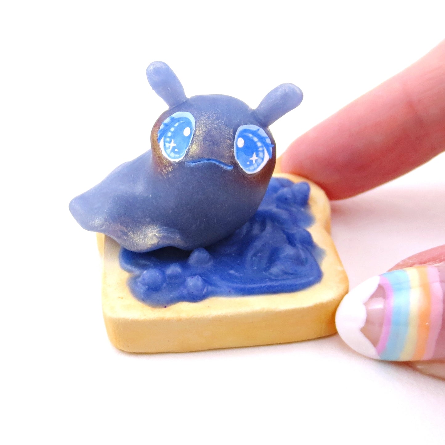 Blueberry Jam Slug Figurine - Polymer Clay Animals Cottagecore Fruit Collection