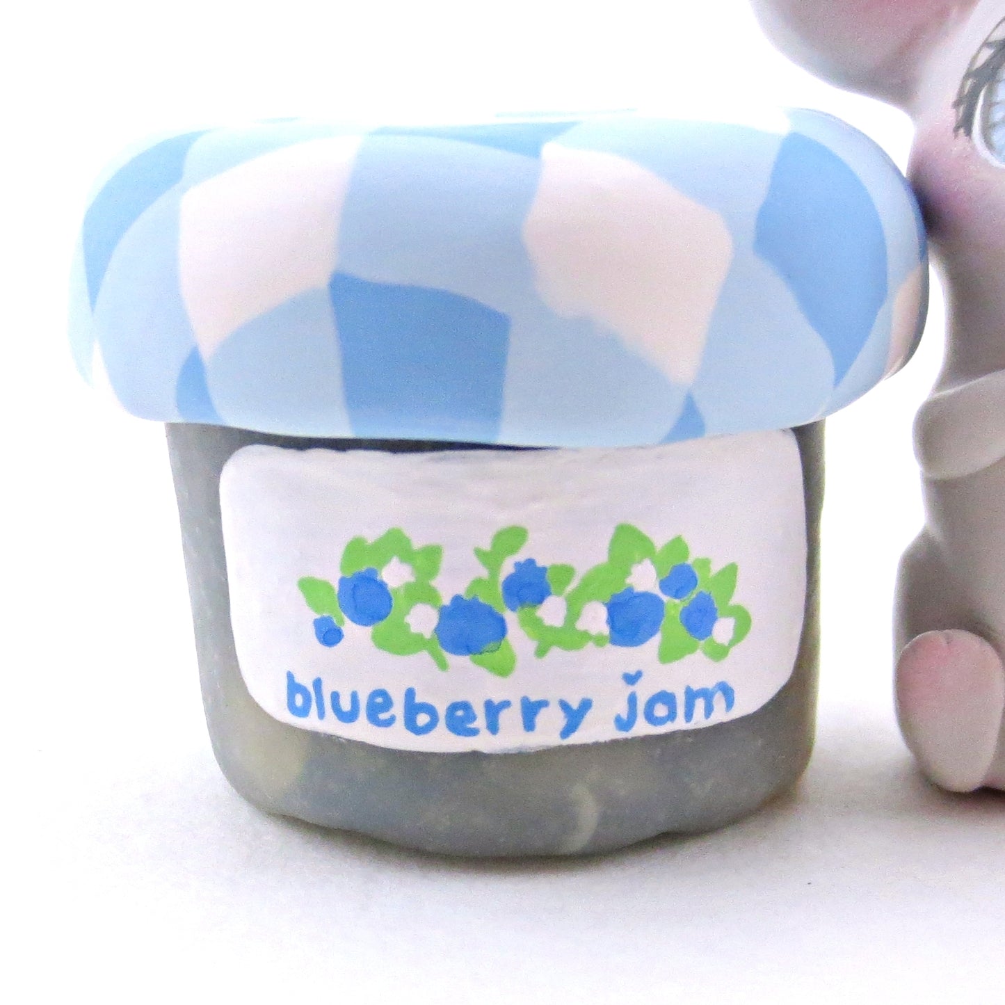 Blueberry Jam Jar Mouse Figurine - Polymer Clay Animals Cottagecore Fruit Collection