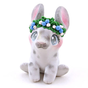 Blueberry Crown Bunny Figurine - Polymer Clay Animals Cottagecore Fruit Collection