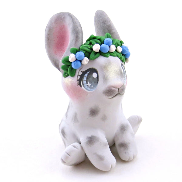 Blueberry Crown Bunny Figurine - Polymer Clay Animals Cottagecore Fruit Collection