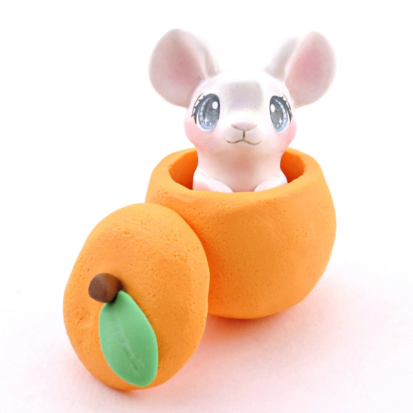 Mouse in an Orange House Figurine - Polymer Clay Animals Cottagecore Fruit Collection