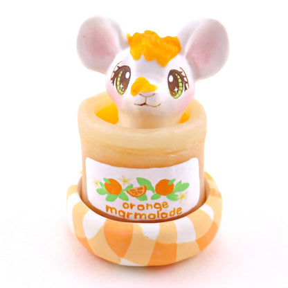 Orange Marmalade Jam Jar Mouse Figurine - Polymer Clay Animals Cottagecore Fruit Collection