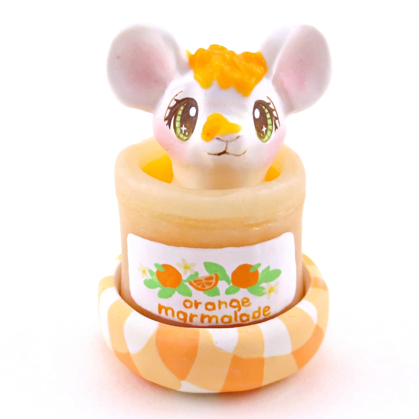 Orange Marmalade Jam Jar Mouse Figurine - Polymer Clay Animals Cottagecore Fruit Collection