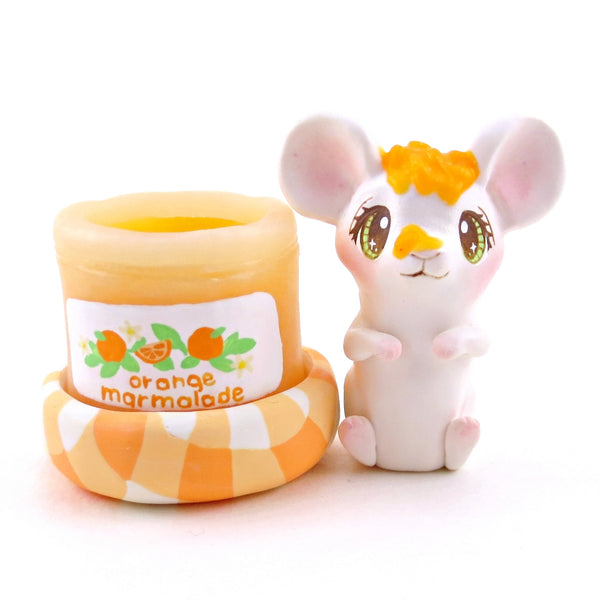 Orange Marmalade Jam Jar Mouse Figurine - Polymer Clay Animals Cottagecore Fruit Collection