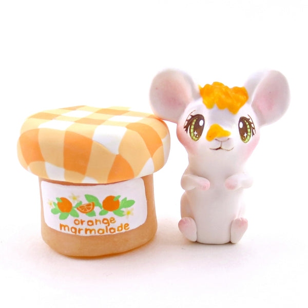 Orange Marmalade Jam Jar Mouse Figurine - Polymer Clay Animals Cottagecore Fruit Collection