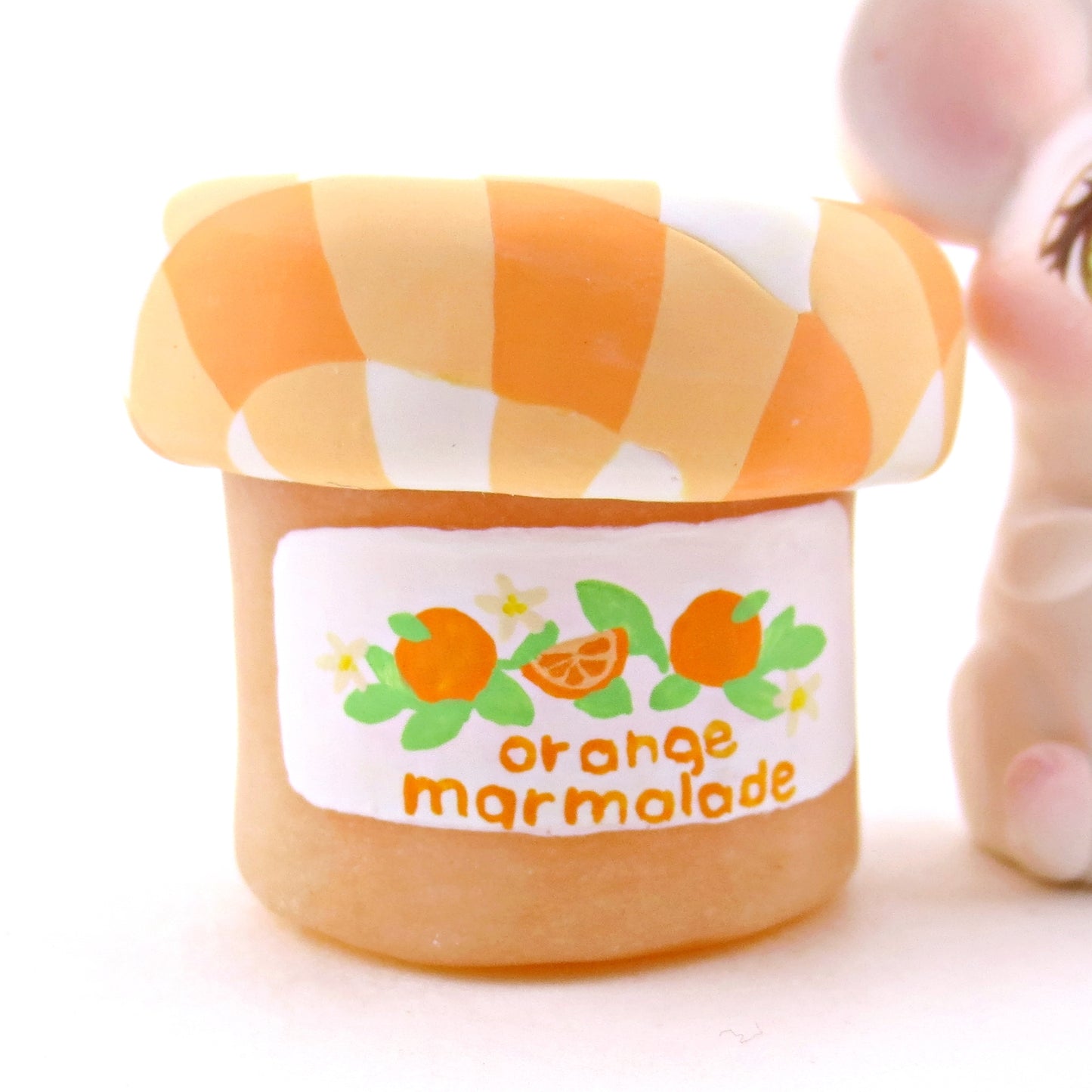 Orange Marmalade Jam Jar Mouse Figurine - Polymer Clay Animals Cottagecore Fruit Collection