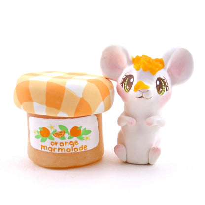 Orange Marmalade Jam Jar Mouse Figurine - Polymer Clay Animals Cottagecore Fruit Collection