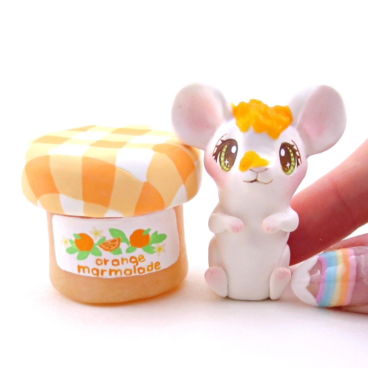 Orange Marmalade Jam Jar Mouse Figurine - Polymer Clay Animals Cottagecore Fruit Collection