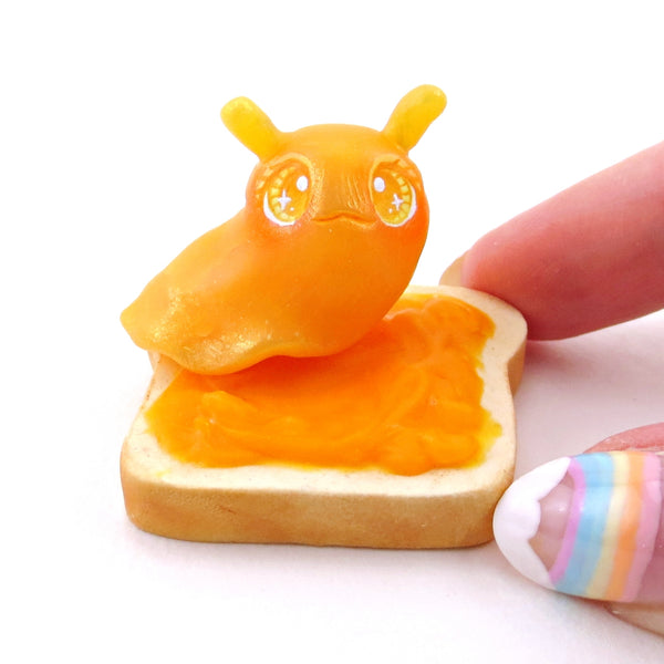 Orange Marmalade Jam Slug Figurine - Polymer Clay Animals Cottagecore Fruit Collection