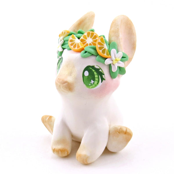 Orange Crown Bunny Figurine - Polymer Clay Animals Cottagecore Fruit Collection