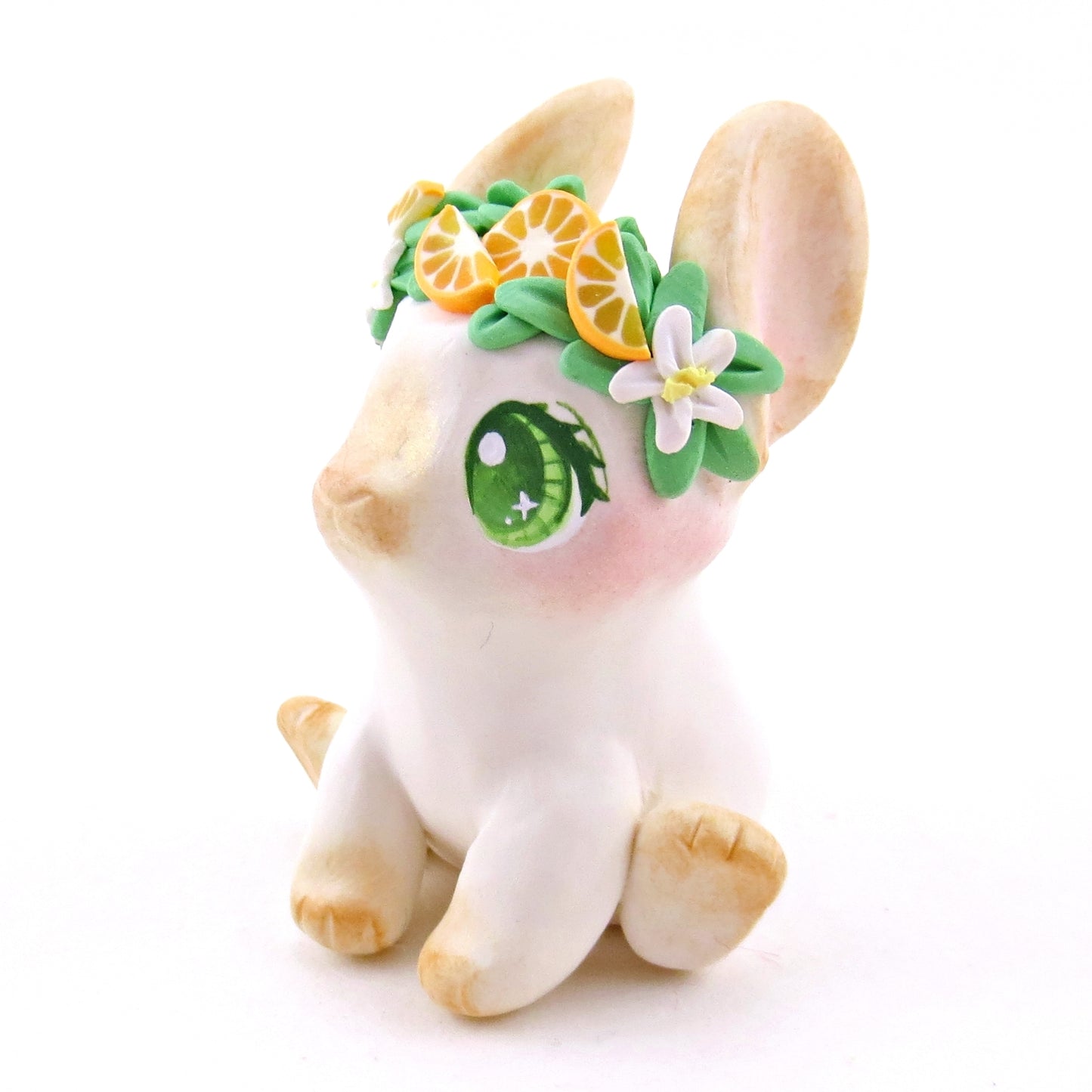 Orange Crown Bunny Figurine - Polymer Clay Animals Cottagecore Fruit Collection