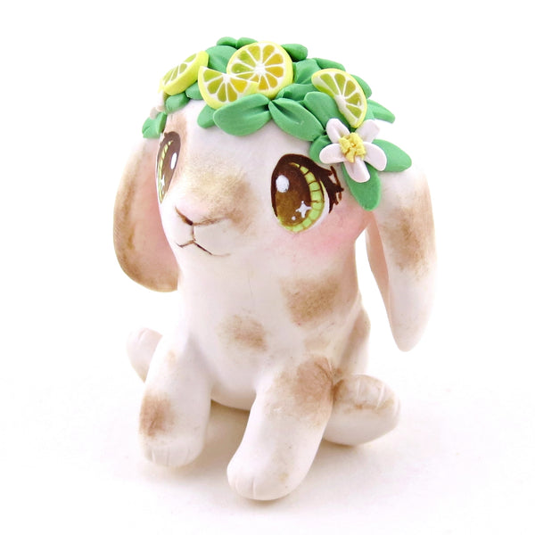 Lemon Crown Bunny Figurine - Polymer Clay Animals Cottagecore Fruit Collection