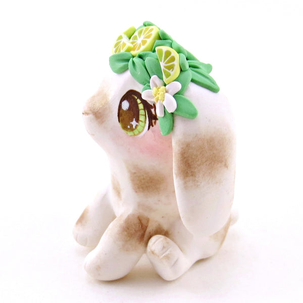 Lemon Crown Bunny Figurine - Polymer Clay Animals Cottagecore Fruit Collection