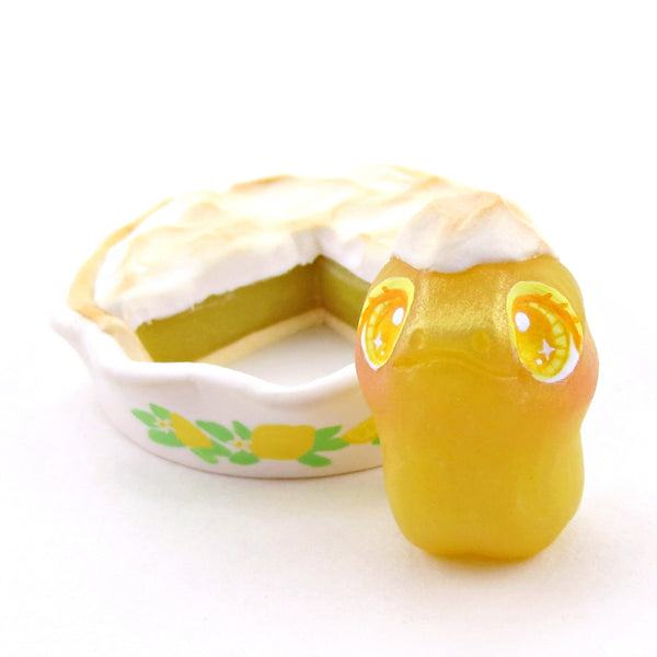 Lemon Meringue Pie Frog Figurine - Polymer Clay Animals Cottagecore Fruit Collection