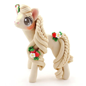 Strawberry Shine Pony Figurine - Polymer Clay Cottagecore Spring Animal Collection
