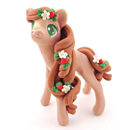 Strawberry Roan Pony Figurine - Polymer Clay Cottagecore Spring Animal Collection