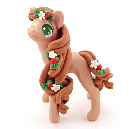 Strawberry Roan Pony Figurine - Polymer Clay Cottagecore Spring Animal Collection