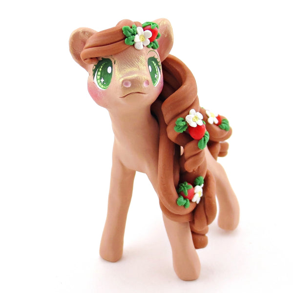 Strawberry Roan Pony Figurine - Polymer Clay Cottagecore Spring Animal Collection