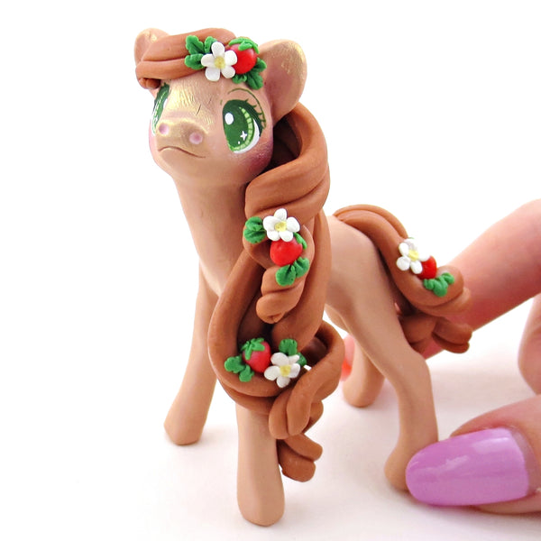 Strawberry Roan Pony Figurine - Polymer Clay Cottagecore Spring Animal Collection