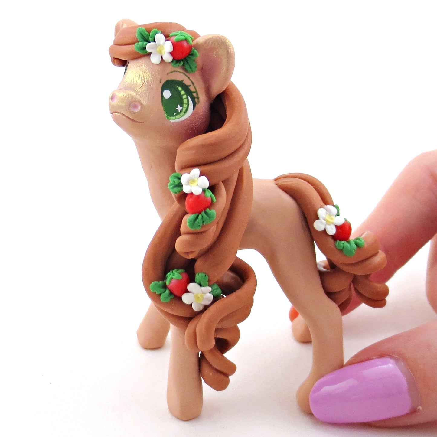 Strawberry Roan Pony Figurine - Polymer Clay Cottagecore Spring Animal Collection