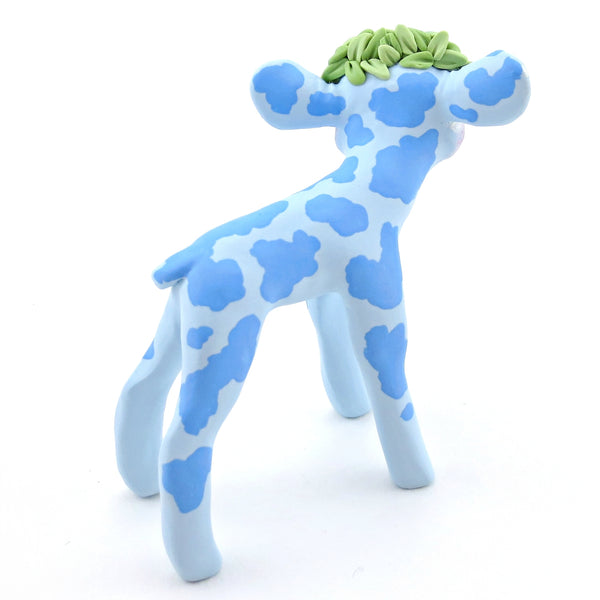 Blueberry Crown Cow Figurine - Polymer Clay Cottagecore Spring Animal Collection