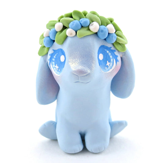 Blueberry Crown Bunny Figurine - Polymer Clay Cottagecore Spring Animal Collection