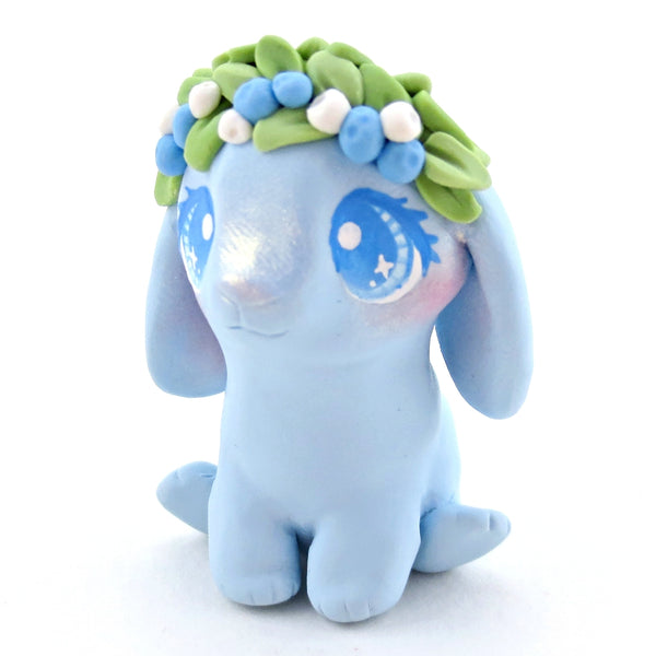 Blueberry Crown Bunny Figurine - Polymer Clay Cottagecore Spring Animal Collection