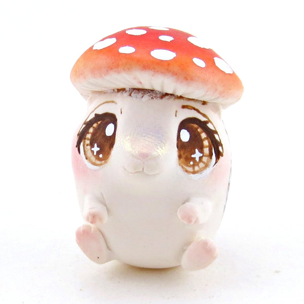Mushroom Hat Hedgehog Figurine - Polymer Clay Cottagecore Spring Animal Collection