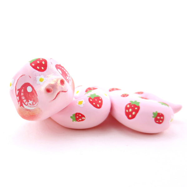 Strawberry Snake Figurine - Polymer Clay Cottagecore Spring Animal Collection