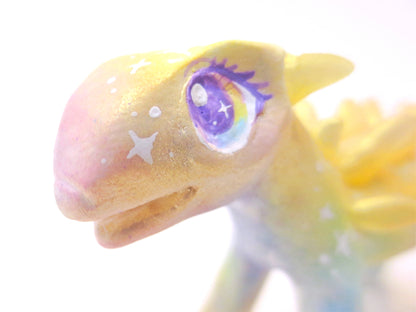 Rainbow Shimmer Ankylosaurus Figurine - Polymer Clay Iridescent Dinosaur with Kawaii Eyes