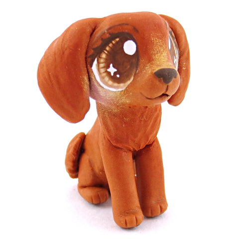 Red Golden Retriever Dog Figurine - Polymer Clay Dog Collection