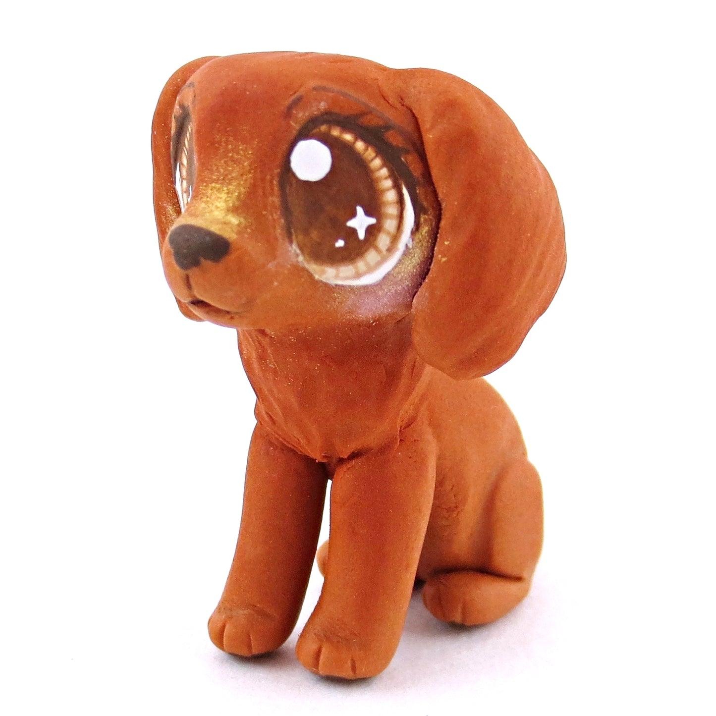 Red Golden Retriever Dog Figurine - Polymer Clay Dog Collection