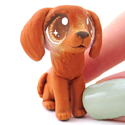 Red Golden Retriever Dog Figurine - Polymer Clay Dog Collection