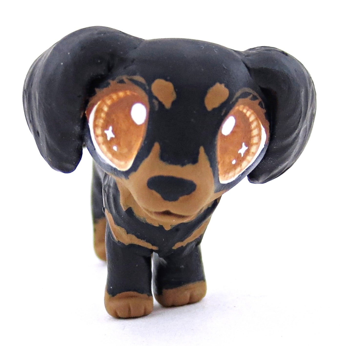 Black and Tan Dachshund Sausage Dog Figurine - Polymer Clay Dog Collection