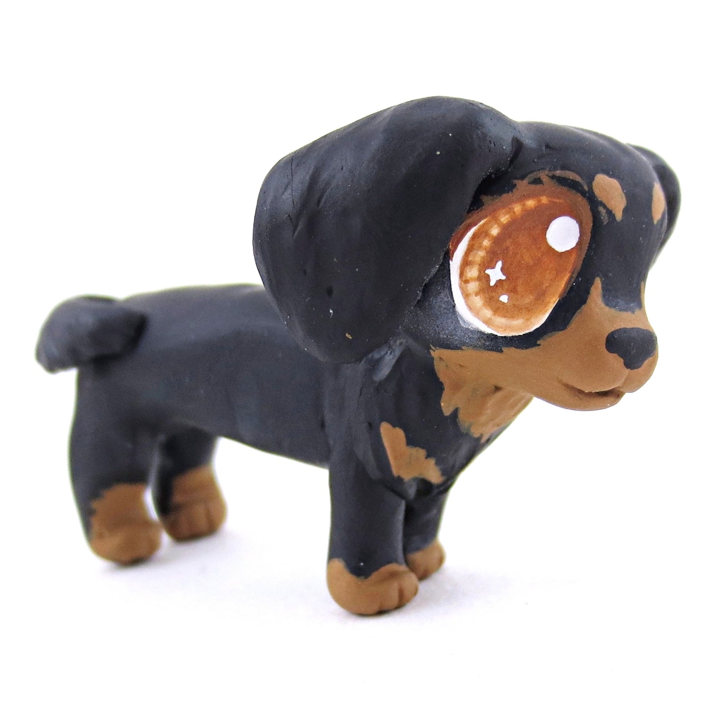 Black and Tan Dachshund Sausage Dog Figurine - Polymer Clay Dog Collection