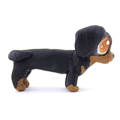 Black and Tan Dachshund Sausage Dog Figurine - Polymer Clay Dog Collection