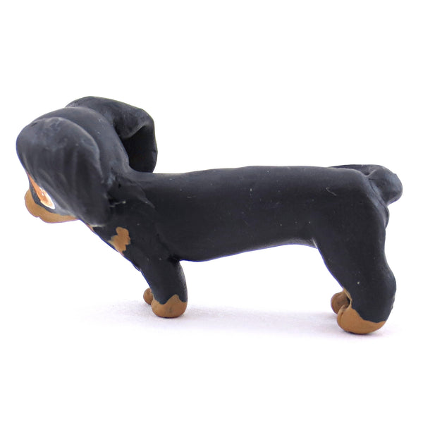 Black and Tan Dachshund Sausage Dog Figurine - Polymer Clay Dog Collection